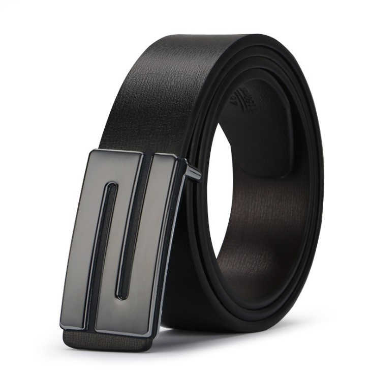 

Men's Leather Belt Strap Smooth Buckle Vintage Belt, Belt Length:130cm(gun Z plane)