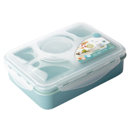 

1000ml 5 Cells Healthy Plastic Lunch Box Durable Adults Lady Kid Lunchbox Microwave Lunch Bento Box(Blue)