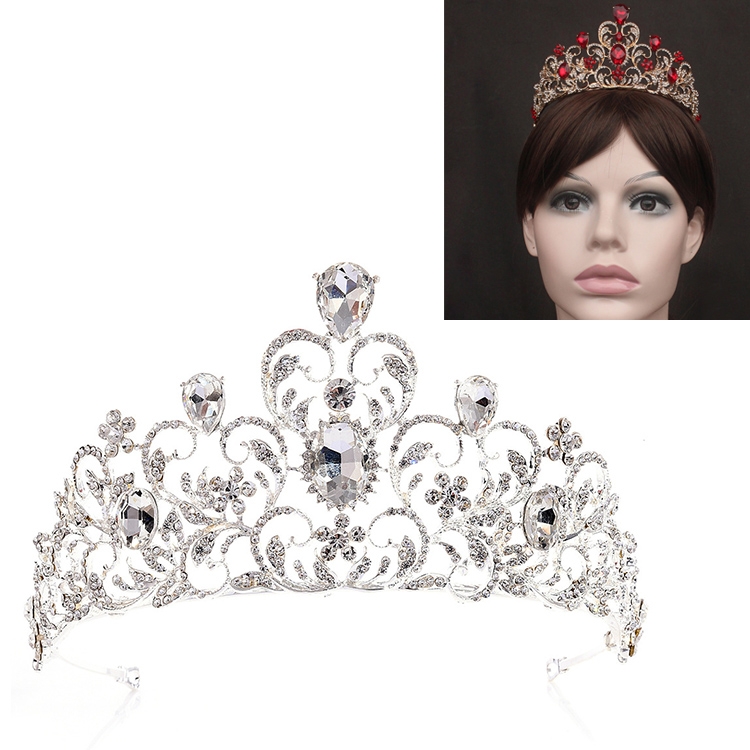

Crystal Wedding Crown Bride Crown Headband Accessories Hair Jewelry Ornaments(Silver White)