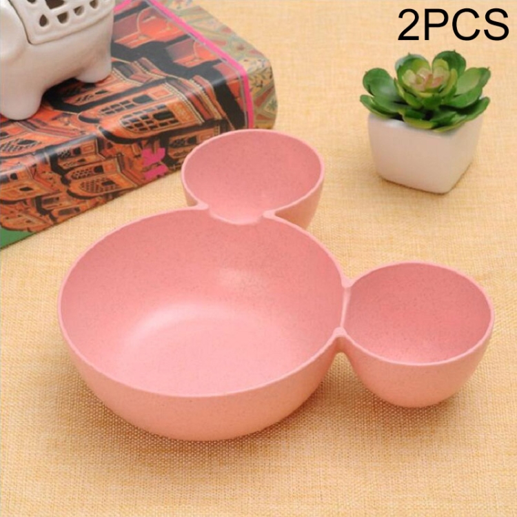 

2 PCS Kids Bowl Dinnerware Set Cartoon Creative Plate Plastic Tableware Lovely Lunch Tray Dishs(Pink)