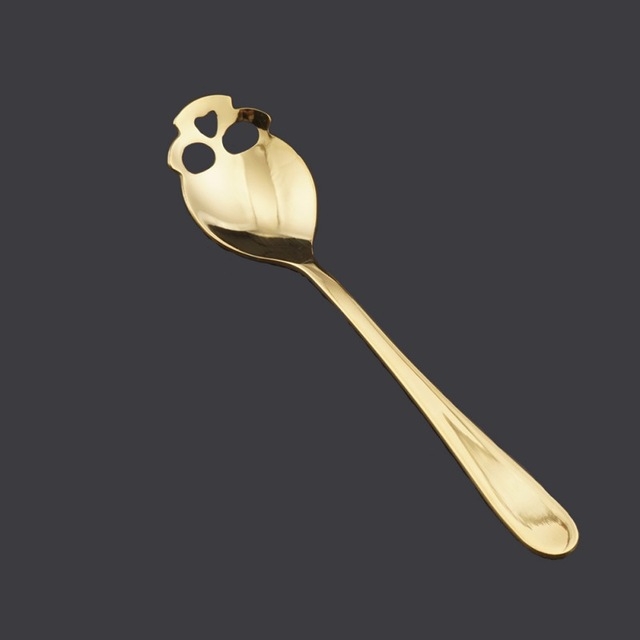

2 PCS Stainless Skull Shape Ice Cream Tea Spoons Kitchen Tools Food Drade Tea Coffee Milk Spoon Titanium Gold
