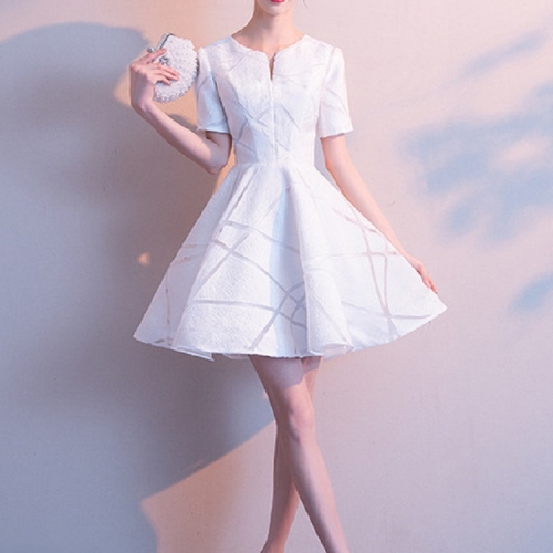 

Short Autumn Party Banquet Dress, Size:S(White Short Sleeves)