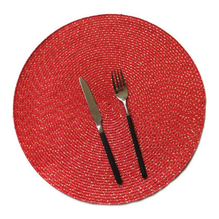 

2 PCS PP Round Oval Woven Placemat, Size:Diameter 18cm(Red)