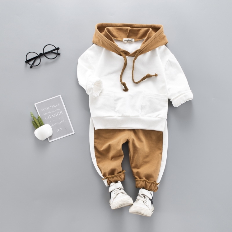 

2 in 1 Spring and Autumn Boys Casual Clothing Set Back Lettering Pattern Hooded Sweater + Trousers, Height:80cm(White)