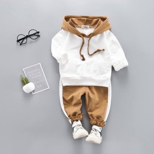 

2 in 1 Spring and Autumn Boys Casual Clothing Set Back Lettering Pattern Hooded Sweater + Trousers, Height:100cm(White)