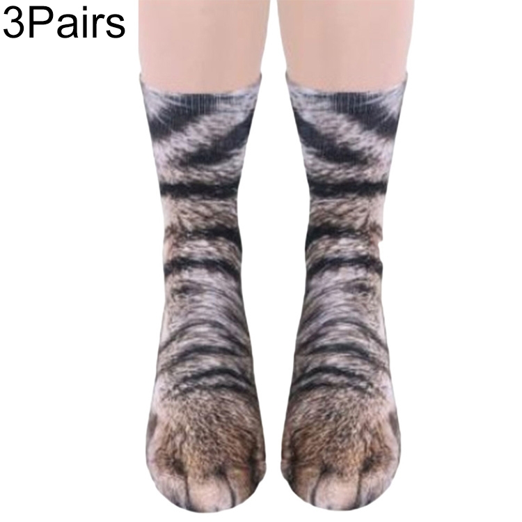 

3 Pairs Cotton Children 3D Animal Paw Print Socks(cat)