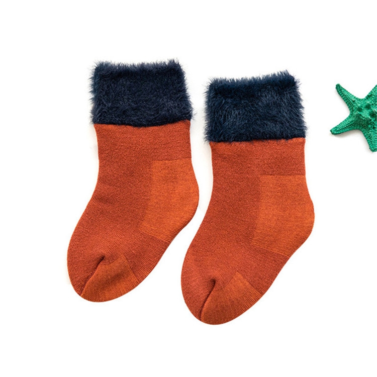 

Comfortable Plus Velvet Warm Baby Socks Snow Socks, Size:S(Brick Red)