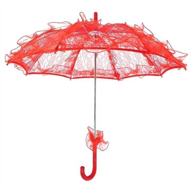 

Wedding Parties Bridal Lace Cotton Umbrella Dancing Photography Prop Umbrella(Red)
