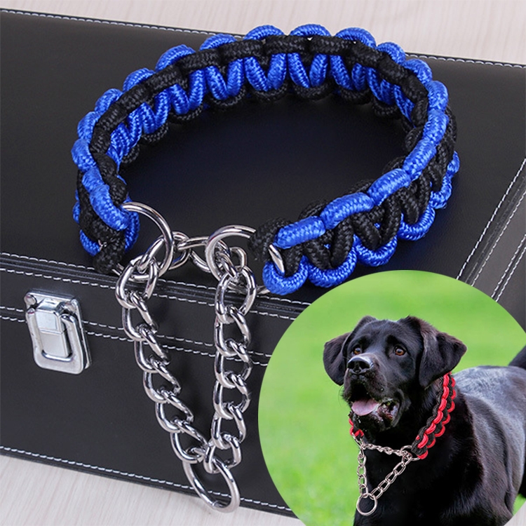 

Large Dog German Shepherd Walk the Dog P Chain Necklet Collar for Medium and Large Dogs, Color:Blue Black(L)