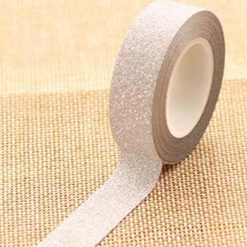 

Flash Washi Sticky Paper Tape Label DIY Decorative Tape, Length: 10m(Silver)