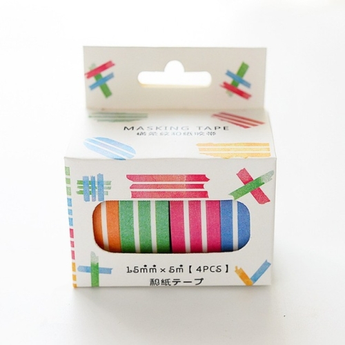 

4 Rolls Grid Stripe Dot Paper Masking Tapes DIY Scrapbooking Sticker