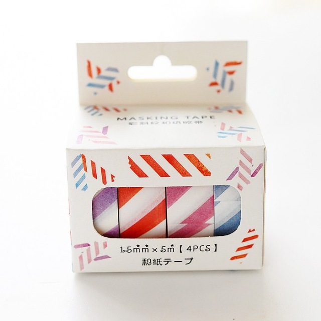 

4 Rolls Grid Stripe Dot Paper Masking Tapes DIY Scrapbooking Sticker
