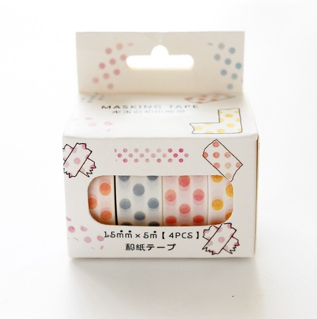 

4 Rolls Grid Stripe Dot Paper Masking Tapes DIY Scrapbooking Sticker