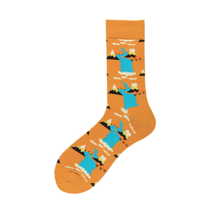 

3 Pairs Men Tube Socks Cotton Color Flag Street Trendy Socks, Type:1911-11(EUR 39-46)