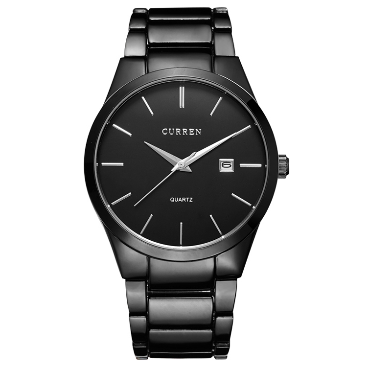 

CURREN 8106 Fashion Business Calendar Waterproof Full Steel Quartz Watch(black case black face)
