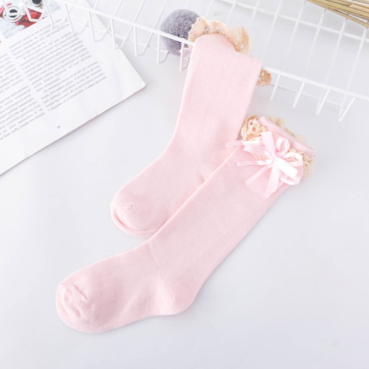 Socks for Girls 7-Pack Pink Lace Jacquard Stockings Over-the-Calf Socks for Little Girls 3-8Y Toddler Girls Socks