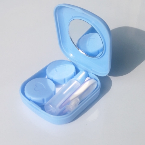 

5PCS/Set Mini Square Plastic Contact Lens Case with Mirror(Blue)