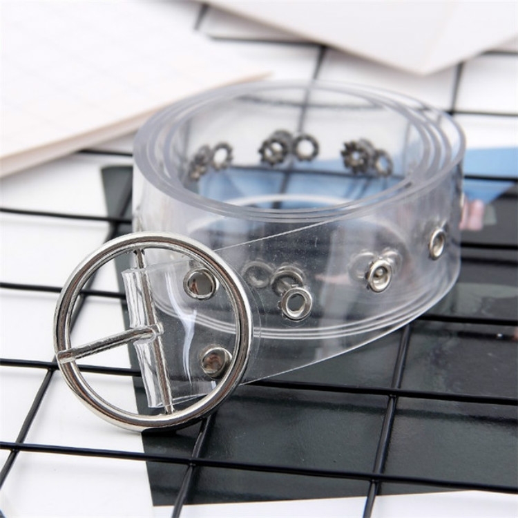 

Plastic Transparent Wide Belt for Women, Length: 100cm(Silver round)