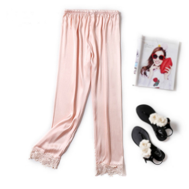 

Women Satin Bottoms Sleep Trousers Loose Casual Pajamas Pants Homewear, Size:XL(Beige)