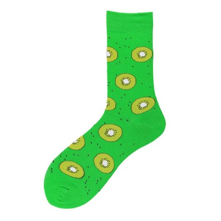 

3 Pairs Fashionable Personality Happy Tide Socks Colorful Fruit Animal Pattern Tube Socks, Size:Eurocode 39-46(Kiwi)