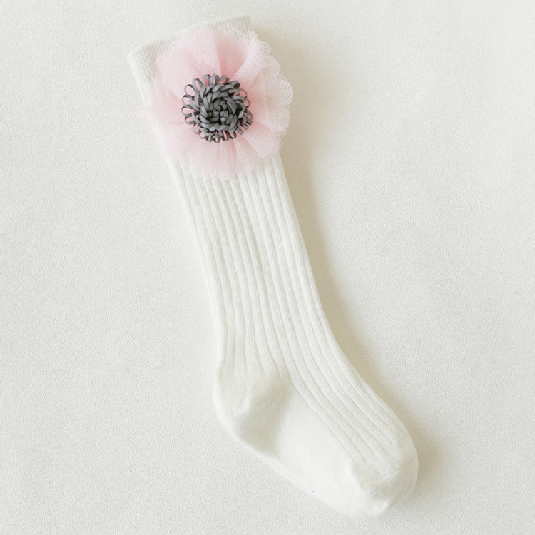 

Autumn And Winter Cute Creative Cartoon Doll Children High Knee Stocks, Style:White Flowers(M)