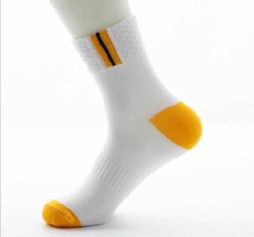 

5 Pairs Men Cotton Socks Hollow Breathable Tube Sock(Yellow)