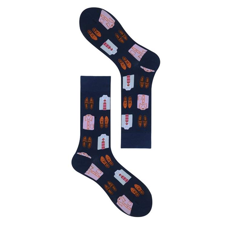 

3 Pairs Creative Pattern Breathable Business Men Tube Socks, Type:1(EUR 39-46)