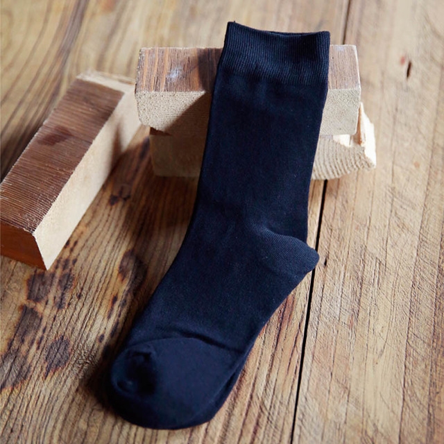 

Man Cotton Socks Male High Socks Pure Color Business Socks(Black)