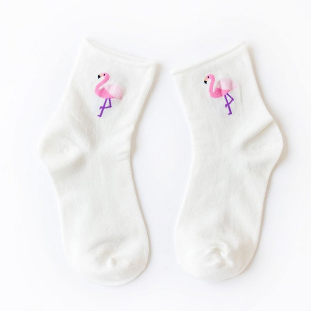 

5 Pairs Rolled stockings Loose Mouth Tube Socks Female Cotton Cartoon Socks(White)