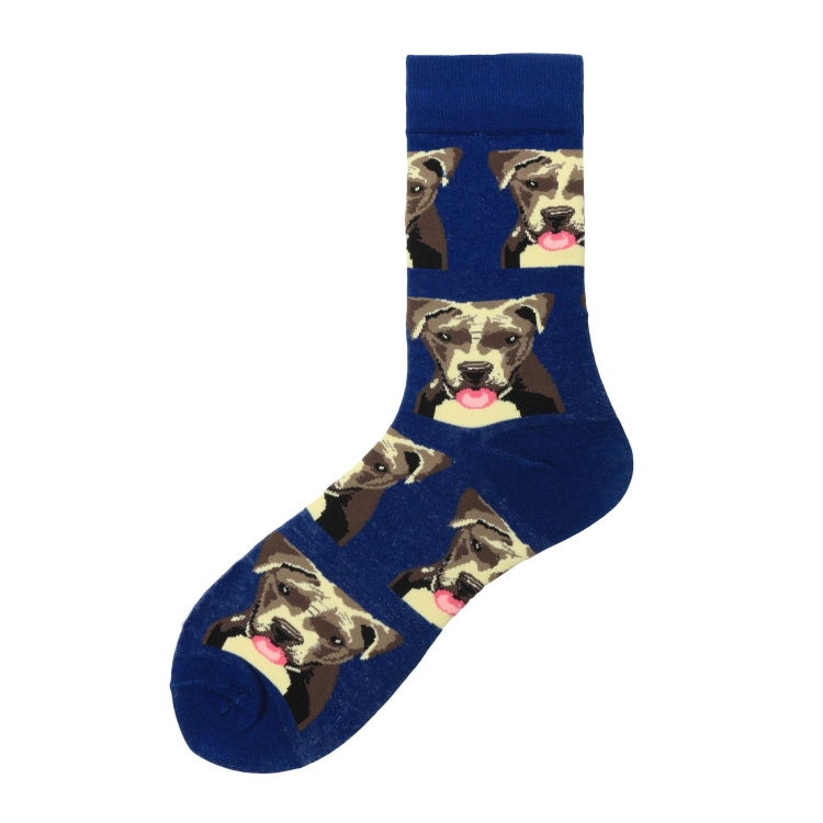 

3 Pairs Autumn And Winter Tide Socks Cute Dog Series Colorful Middle Tube Men Cotton Socks, Type:1996-5(EUR 39-46)
