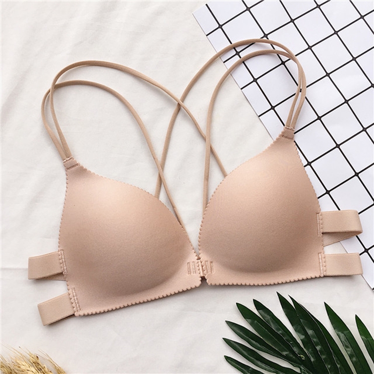 

Summer Cross Front Buckle Bra Girl Beautiful Back, Size:One Size(Skin Color)