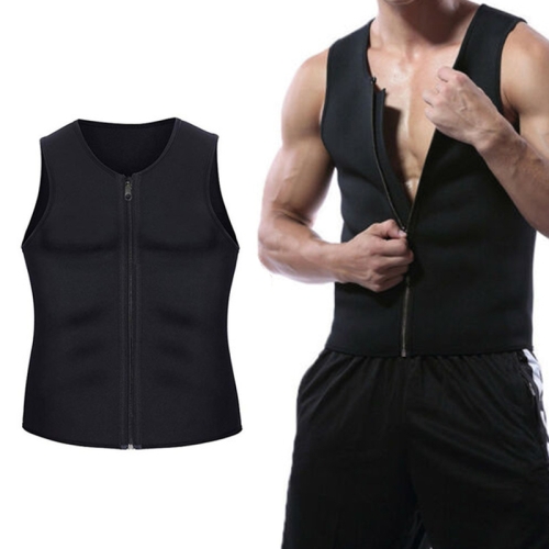 

Men Zipper Vest Abdomen Corset Fitness Clothing, Size:M(Black)