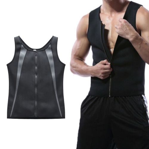 

Men Zipper Vest Abdomen Corset Fitness Clothing, Size:L(Grey)