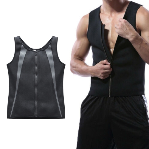 

Men Zipper Vest Abdomen Corset Fitness Clothing, Size:XXL(Grey)
