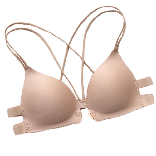 

Gathering No Trace No Steel Ring Bra Front Buckle Thin Comfort Female Underwear, Size:One size(Khaki)