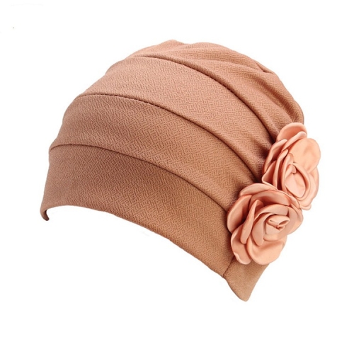 

2 PCS Flower Wrinkled Pull-over Confinement Chemotherapy Cap, Size:One Size(Khaki)