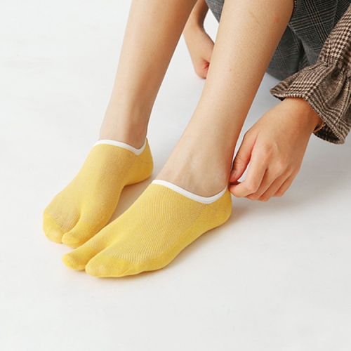 

Toe Socks Cotton Boat Socks Invisible Women Sailboat Socks(Yellow)