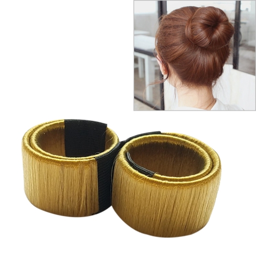 

2 PCS Women Donut Hair Bun Headband(Yellow brown)