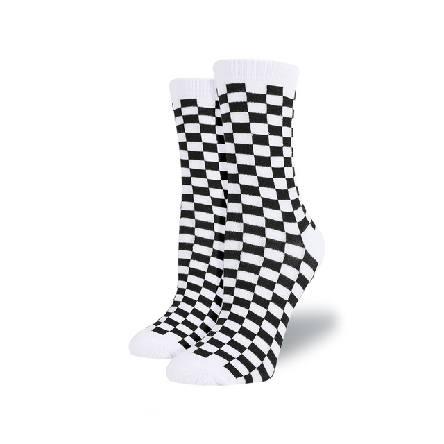 

3 Pairs Harajuku Trendy Checkerboard Geometric Cotton Socks, Size:One Size(QT0065)