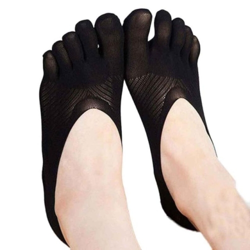 

5 Pairs Female Socks Five Toe Sock Slippers Invisibility for Solid Color Crew Socks(Black)