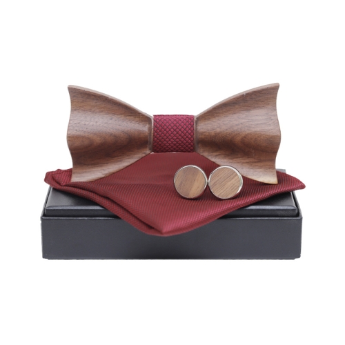 

3 in 1 Men 3D Emboss Wood Bow-knot + Pocket Square Towel + 2 Cufflinks Set(M161-A6)