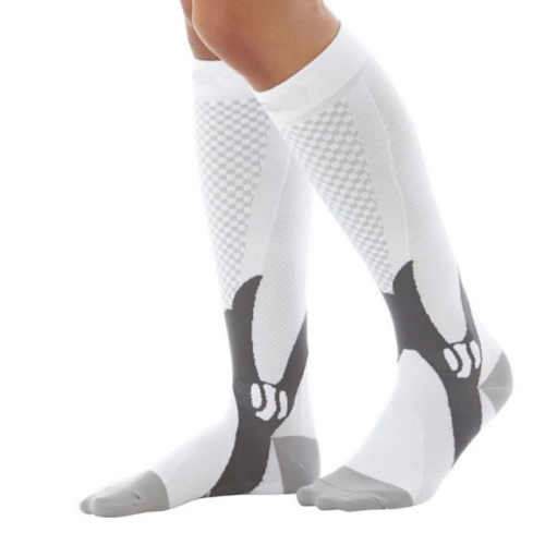 

3 Pairs Compression Socks Outdoor Sports Men Women Calf Shin Leg Running, Size:XXL(White)