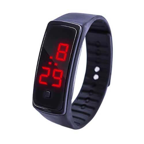 

LED Digital Display Silicone Bracelet Children Electronic Watch(Black)