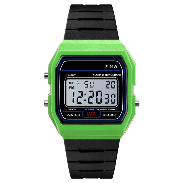 

HONHX F-91W Analog Digital Motion LED Silicone Strap Multifunction Electronic Watch(Green)