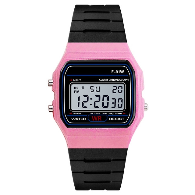 

HONHX F-91W Analog Digital Motion LED Silicone Strap Multifunction Electronic Watch(Pink)