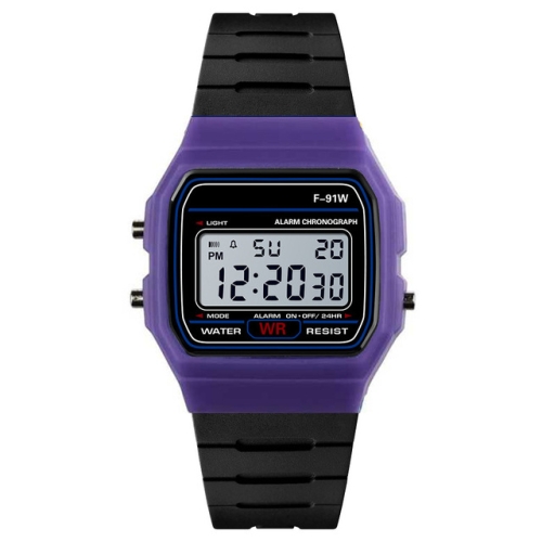 

HONHX F-91W Analog Digital Motion LED Silicone Strap Multifunction Electronic Watch(Purple)