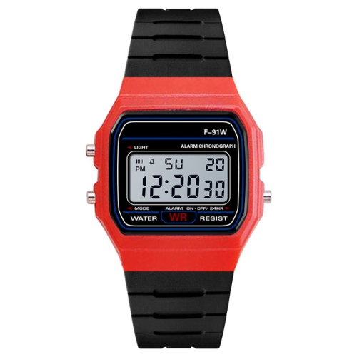 

HONHX F-91W Analog Digital Motion LED Silicone Strap Multifunction Electronic Watch(Red)