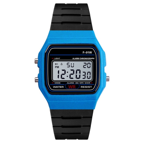 

HONHX F-91W Analog Digital Motion LED Silicone Strap Multifunction Electronic Watch(Light blue)