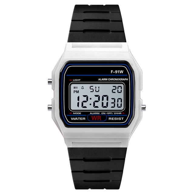 

HONHX F-91W Analog Digital Motion LED Silicone Strap Multifunction Electronic Watch(White)