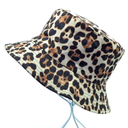 

Leopard Double-sided Wearable Fisherman Hat Outdoor Sun Hat Retro Basin Hat, Size:One Size(White)